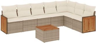 vidaXL Vidaxl - Juego De Sof&aacute;s De Jard&iacute;n Con Cojines Beige 8 Pzas Rat&aacute;n Pe