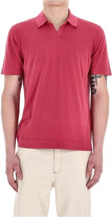 Drumohr Rode T-shirts en Polos Superlicht Katoen - Heren - Polos - Rood - 2XL - Katoen - Tops