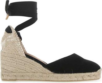 Castaner Black Canvas Carina Wedges