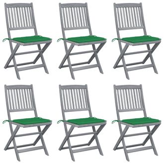 vidaXL Sillas De Jard&iacute;n Plegables 6 Uds Cojines Madera Maciza Acacia Vidaxl