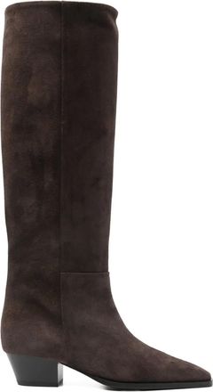 Aeyde 40mm Medea pointed boots - women - Suede/Lambskin/Leather/Rubber - 36 - Brown