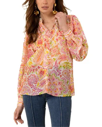 Hale Bob Calliope Silk-Blend Blouse