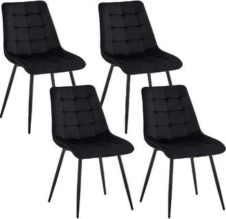 OEM Sillas De Comedor, Tapizadas En Terciopelo, Con Patas De Metal, Color Negro