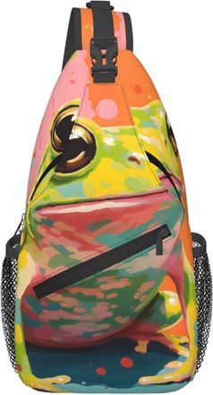 Generic Colorful Frog Cross Body Bag Trendy Sling Bag With Zipper Crossbody Bags For Men Outdoors Sports