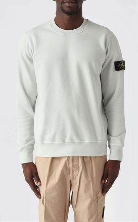 Stone Island Felpa a girocollo in cotone con badge Stone Island