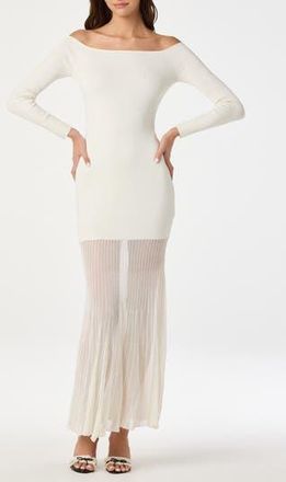 ASTR the Label Long Sleeve Off the Shoulder Mixed Media Dress in Cream at Nordstrom Rack, Size X-Large
