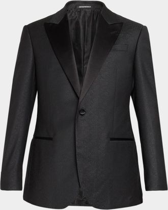 Emporio Armani Men & apos;s G Line Jacquard Satin-Lapel Single-Button Dinner Jacket