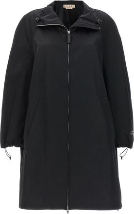 Marni Gathered Taffeta Parka - Dames - Parka Jassen - Zwart - XS - Katoen - Jassen