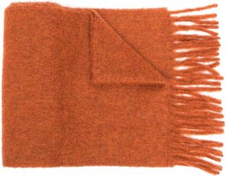 Marni Fringed Beige Alpaca-Blend Scarf With Textured Finish