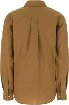 Christophe Lemaire Womens Pointed Collar Shirt Camel Cotton Silk