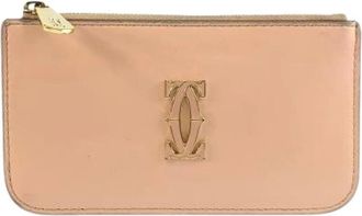 Cartier Pre-owned Double C Leder Kaarthouder - Dames - Vintage Accessoires - Beige - ONE Size - Leer - Vintage
