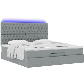 vidaXL Vidaxl - Estructura De Cama Otomana Colch&oacute;n Tela Gris Claro 180x200cm