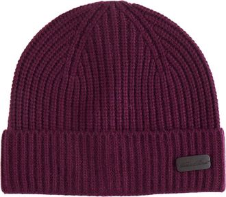 Brooks Brothers Pure Cashmere Rib Cuffed Beanie in Bordeaux at Nordstrom