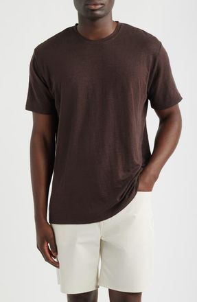 AG - Adriano Goldschmied Bryce Crewneck Stretch Linen T-Shirt in Oak Barrel at Nordstrom, Size Xx-Large
