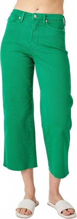 Judy Blue High Waist Tummy Control Wide Leg Crop Jean In Kelly Green