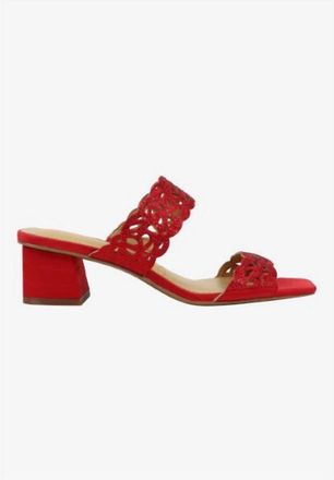 J. Rene&eacute; Womens Keetana Slip On Sandals In Red Satin/stones
