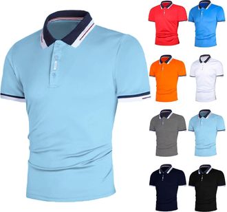 Generic Mens Polo Shirts Short Sleeve White Trim Cotton Shirt Slim Fit Golf Tops Business Work Stretch Blouse Casual Tee 2025 Ropa Elegante para Hombre T Shir