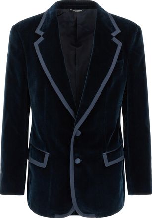 Dolce & Gabbana Blue Cotton Mens Blazer
