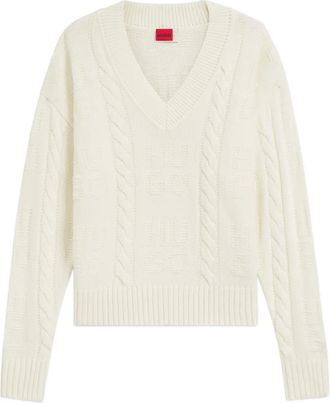 HUGO BOSS Maglione con scollo a V - Bianco