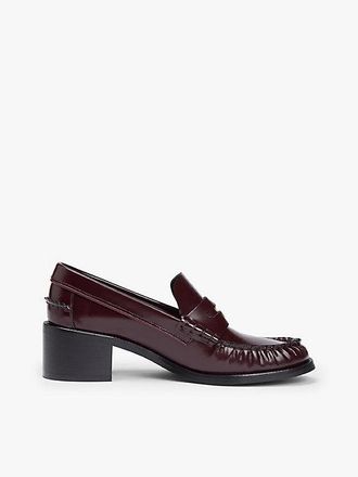 Tommy Hilfiger Patent Leather Block Heel Loafers