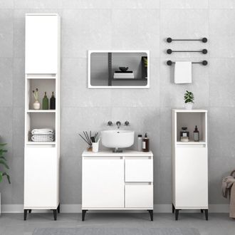 vidaXL Set De Muebles De Ba&ntilde;o 3 Piezas Madera Contrachapada Blanco Vidaxl