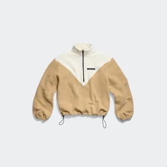 Canada Goose Tayen Colour Block Fleece Quarter Zip (Women, Bone/Timber Sand, L)