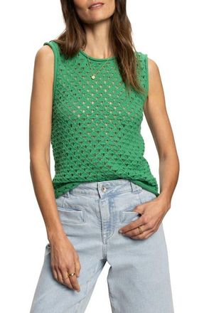 Sanctuary Open Stitch Sleeveless Cotton Sweater in Palm at Nordstrom, Size Small
