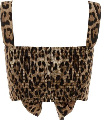 Dolce & Gabbana Womens Leopard-Print Poplin Tank Top Beige Tops