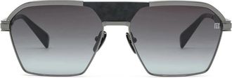 Balmain Zwarte Rhodium Navigator Zonnebril - Dames - Zonnebrillen - Grijs - ONE Size - Accessoires