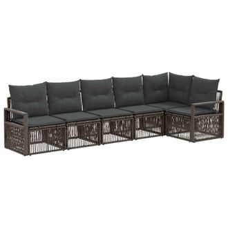 vidaXL Conjunto De Sof&aacute;s De Jard&iacute;n 6 Pcs Gris Rat&aacute;n Sint&eacute;tico Vidaxl
