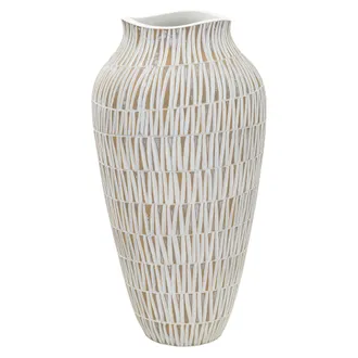 Dmora Vase Rugero, Strukturfarbe Beige, Wei&szlig;, Durchmesser 12 Cm