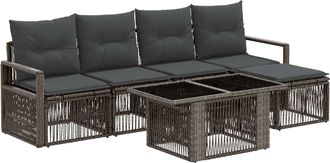 vidaXL Conjunto De Sof&aacute;s De Jard&iacute;n 6 Uds. Gris Y Gris Oscuro Vidaxl