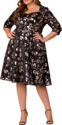 Kiyonna Royal Metallic Dress in Gilded Noir at Nordstrom, Size 4X