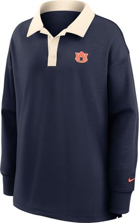 Nike Auburn Academic Nike Womens Dri-FIT Oversized Long-Sleeve Polo in Blue | 050E0DKNAUN-QG3
