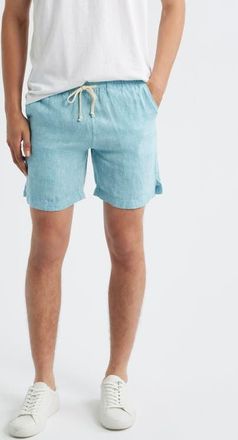 Alex Crane Bo Linen Drawstring Shorts in Sky at Nordstrom, Size X-Large