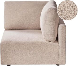 Beliani Left-Hand Corner Module Beige Boucle Upholstery 1-Seat Sofa Section Modern Style Living Room MESNALI