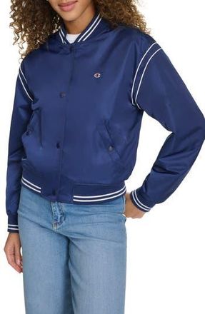 Champion Crop Varsity Jacket in Medieval Blue at Nordstrom Rack, Size Small