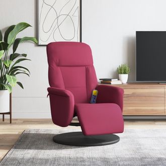 vidaXL Vidaxl - Sill&oacute;n Reclinable Masaje Con Reposapi&eacute;s Terciopelo Rojo Tinto