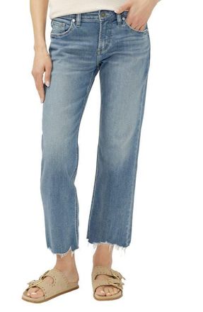 Silver Jeans Co Chelsea Frayed Boyfriend Jeans in Kickin It at Nordstrom, Size 28