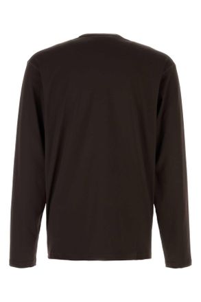 Jil Sander Mens Chocolate Stretch Polyester T-Shirt Ganache Poliestere Elastan