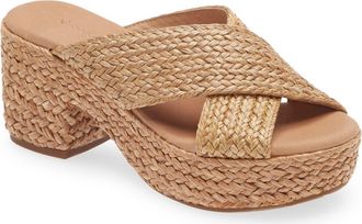 Chocolat Blu Gio Block Heel Sandal in Natural Raffia at Nordstrom, Size 6.5