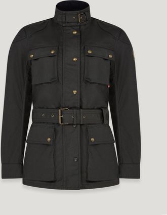 Belstaff Trialmaster Motorcycle Jacket Womens Waxed Cotton Black Size UK 6