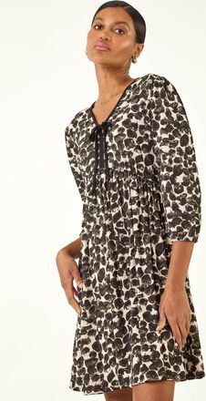 Roman Spot Bow Front Short Dress