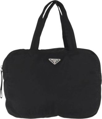 Prada Pre-owned Tote Bags, female, Black, Size: ONE SIZE Pre-owned Vintage Nylon Tote Bag