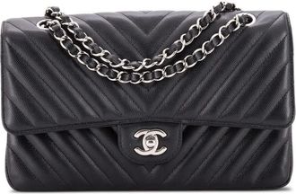 Chanel Classic Double Flap Bag Chevron Caviar Medium shoulder bag - Nero
