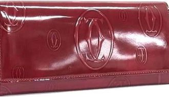 Cartier Bordeaux Patent Leather Long Wallet (Bi-Fold) (Pre-Owned)