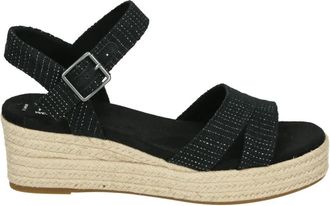 Toms Sportieve Sandalen Audrey Zwart Rubberen Zool - Dames - Sleehakken - Zwart - 41 EU - Linnen - Schoenen