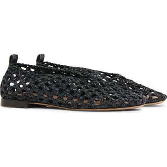 Mansur Gavriel Woven Ballerina Flat in Black at Nordstrom, Size 8.5Us
