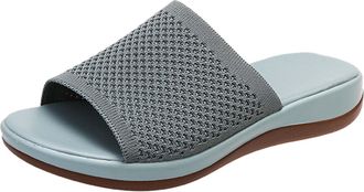 Generic Wedge Heel Mule Slippers For Women, Fashion Solid Colour Slides Sandal Mesh Breathable Sandal Slippers Flat Sandal Shoes For Women Casual Sandal Flip 