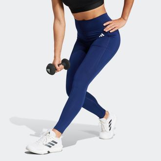 adidas Trainingstights ADIDAS PERFORMANCE OPT ESS ST 1/1, Damen, Gr. L, N-Gr, blau (dunkelblau, wei&szlig;), Obermaterial: 85% Polyester, 15% Elasthan, Hosen Train